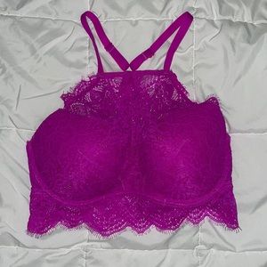 Victoria’s Secret hot pink lace push-up bralette
